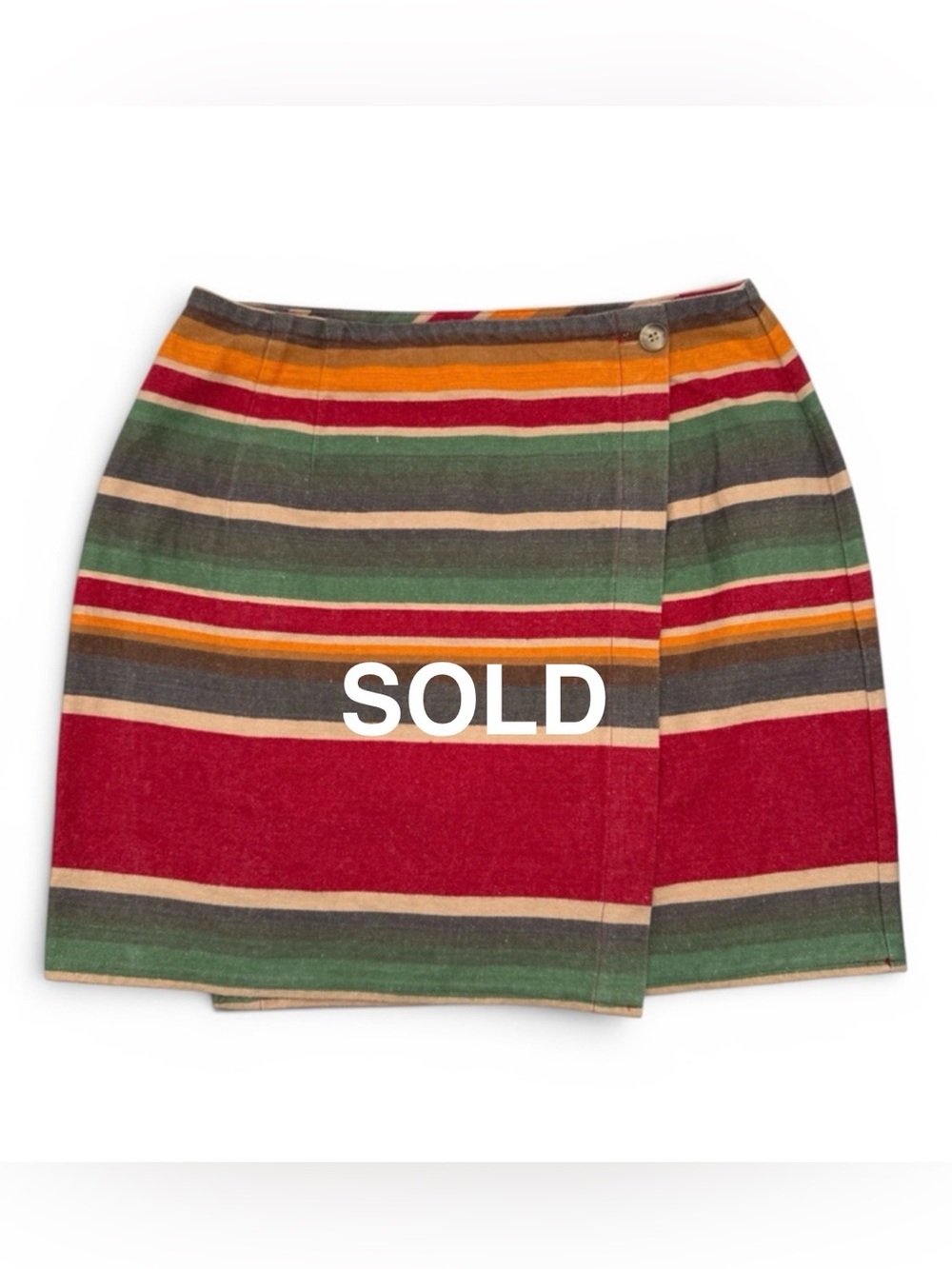 Cambridge Dry Goods Women’s Mini Cotton Stripe Wrap Boho Skirt Size 10